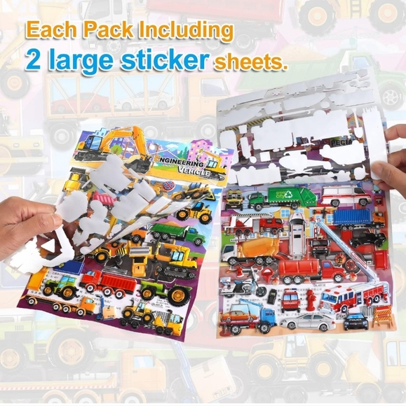 Colorful Construction and Emergency Vehicle Toy sticker Set - Picture 3 of 4